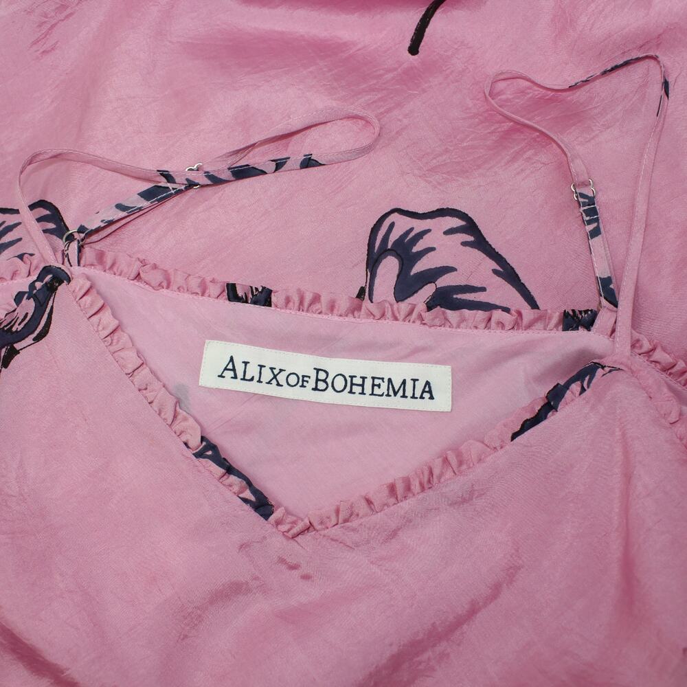 Large Alix of Bohemia Athens Pink Calla Lily Silk Slip Dress Sweetheart Lined - Picture 5 of 16